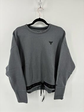 Project Rock Under Armour Charcoal Crewneck BLOOD SWEAT RESPECT Loose Fit